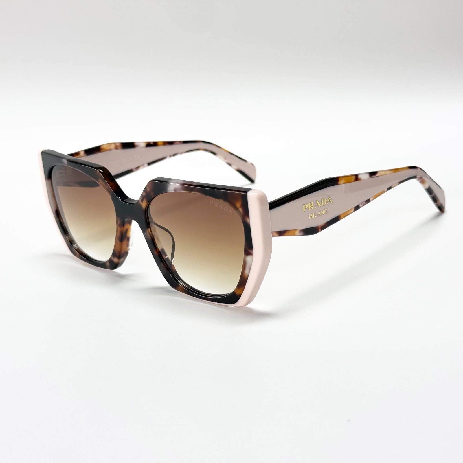 Prada SPR15W Oversized Square Sunglasses Tortoiseshell Pink 54-19-140