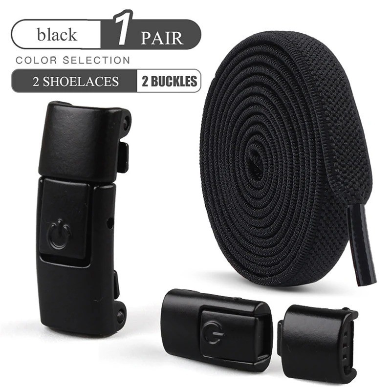 8mm Elastic No Tie Shoelaces Press Lock Flat Laces Kids Adults Sneakers