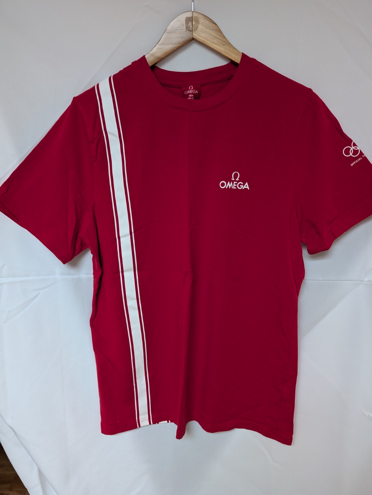 OMEGA Official Timekeeper Olympic Crew T-Shirt Men\'s XL Red NEW Rare