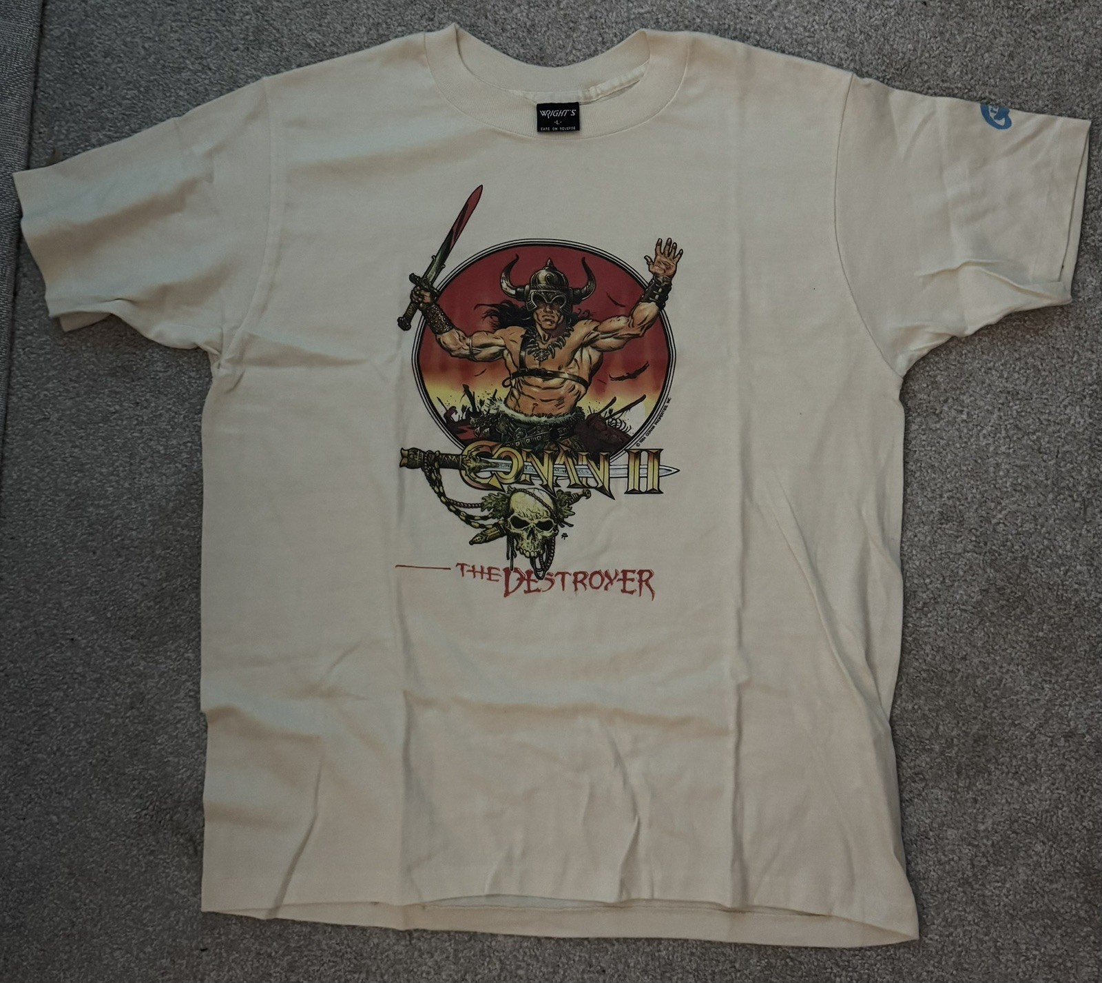VTG 1990s RARE T-SHIRT GRAPHITTI CONAN II BARBARIAN LARGE PRINT COMIC
