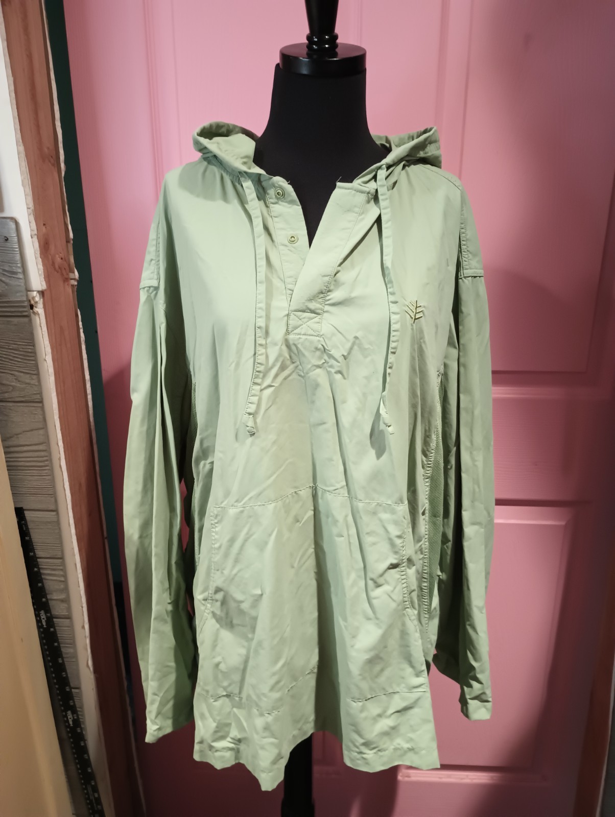 Coolibar Women\'s L UPF 50+ Pale Sage Green Hooded Sun Protection Tunic