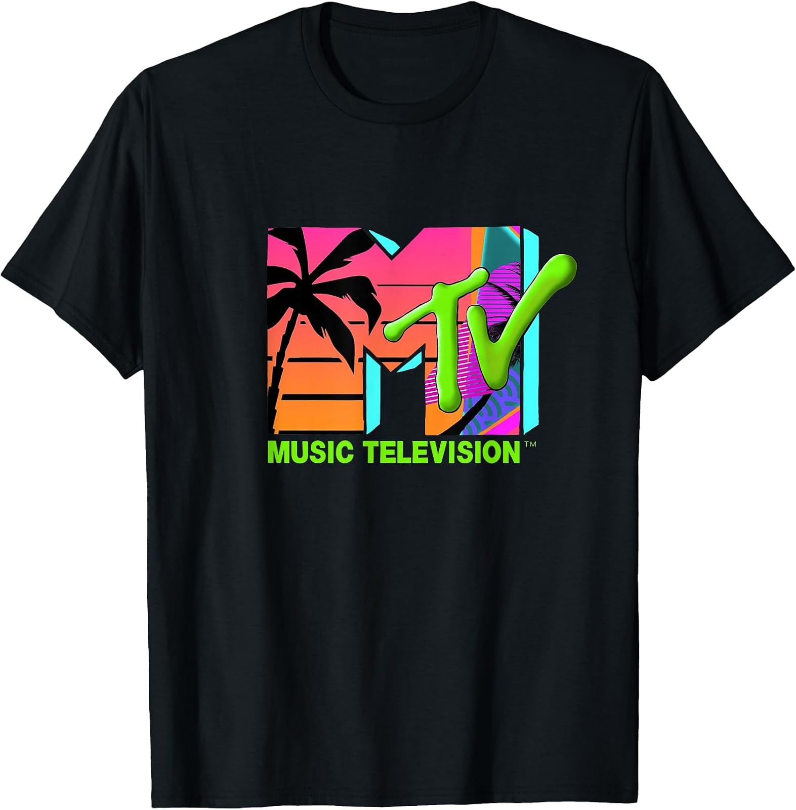 MTV Logo Retro Palms Paradise Graphic Tee