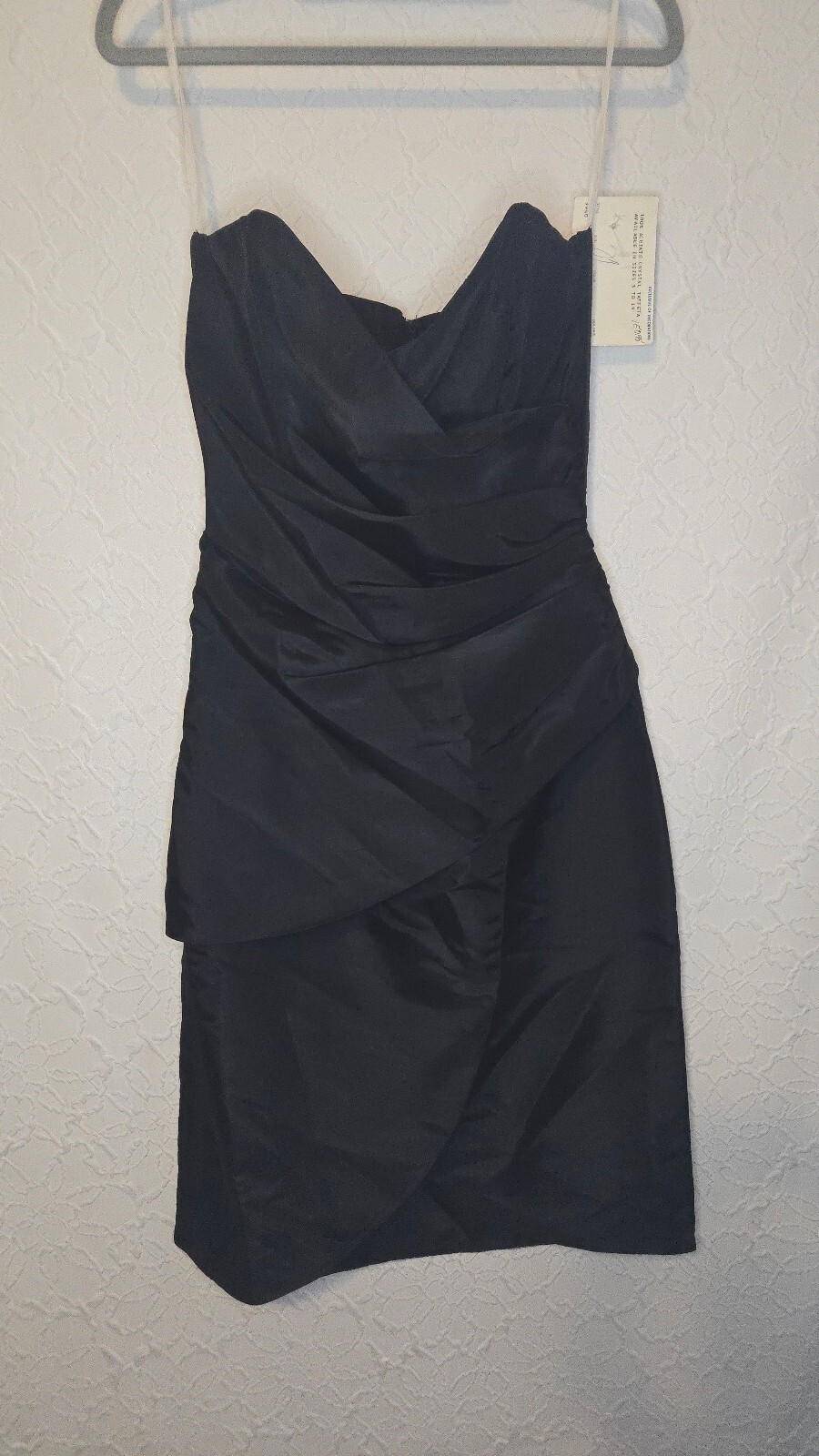 NWT black vintage 80s deadstock black strapless cocktail dress sweetheart neck