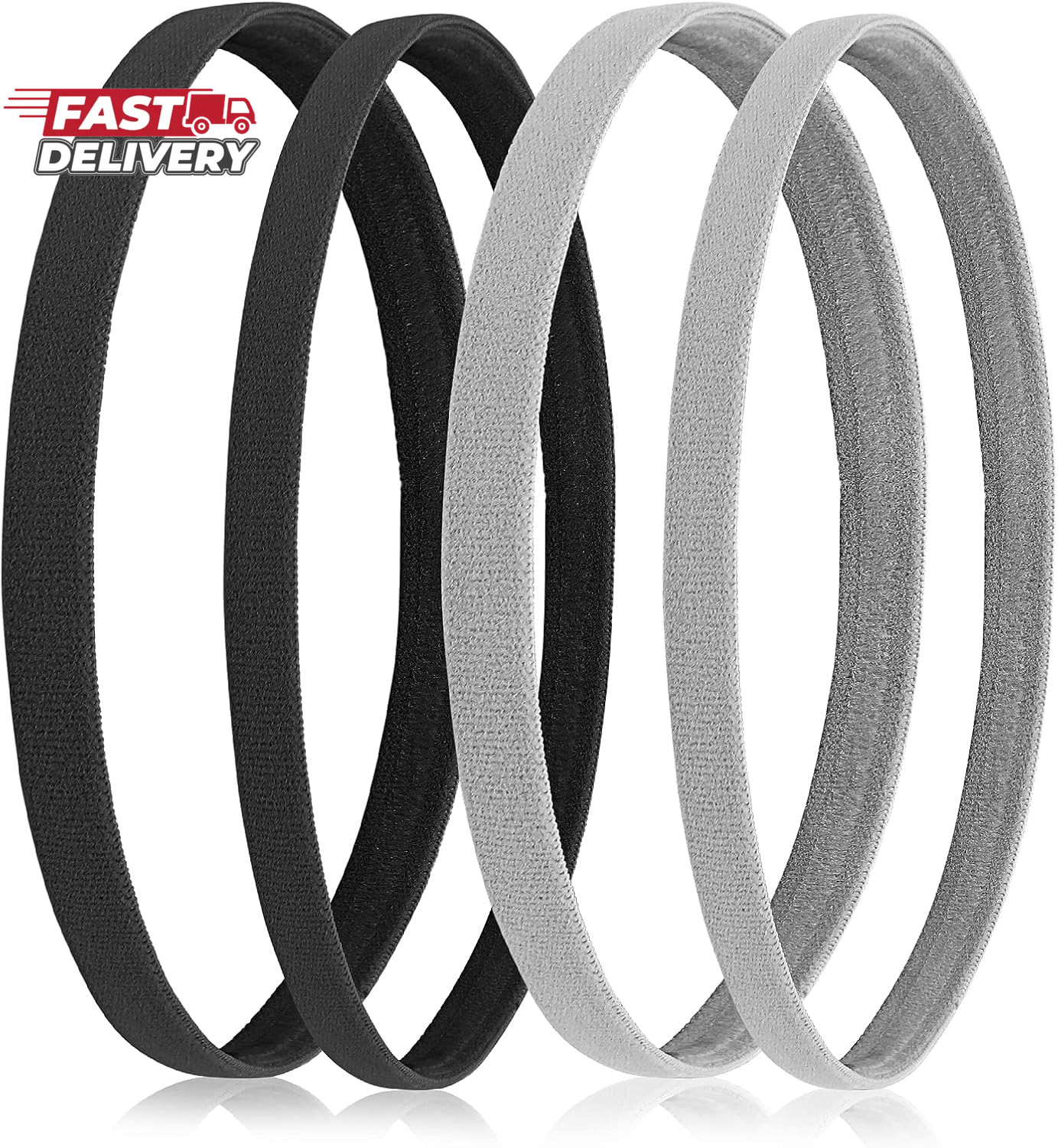 Sibba 4 Pieces Athletic Sports Headband Elastic Thin Hair Bands Non Slip Silicon