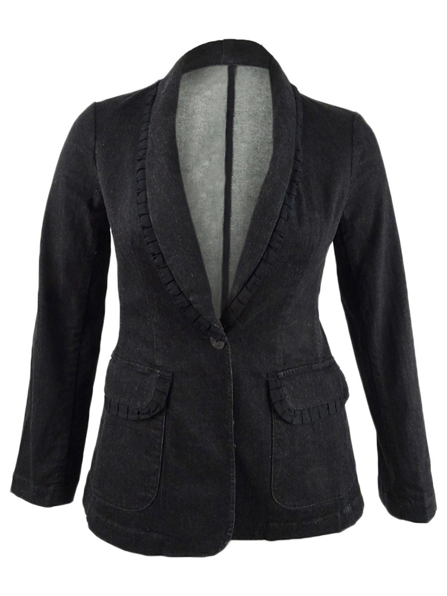 Nanette Lepore Women\'s Go Getter Ruffled Denim Blazer