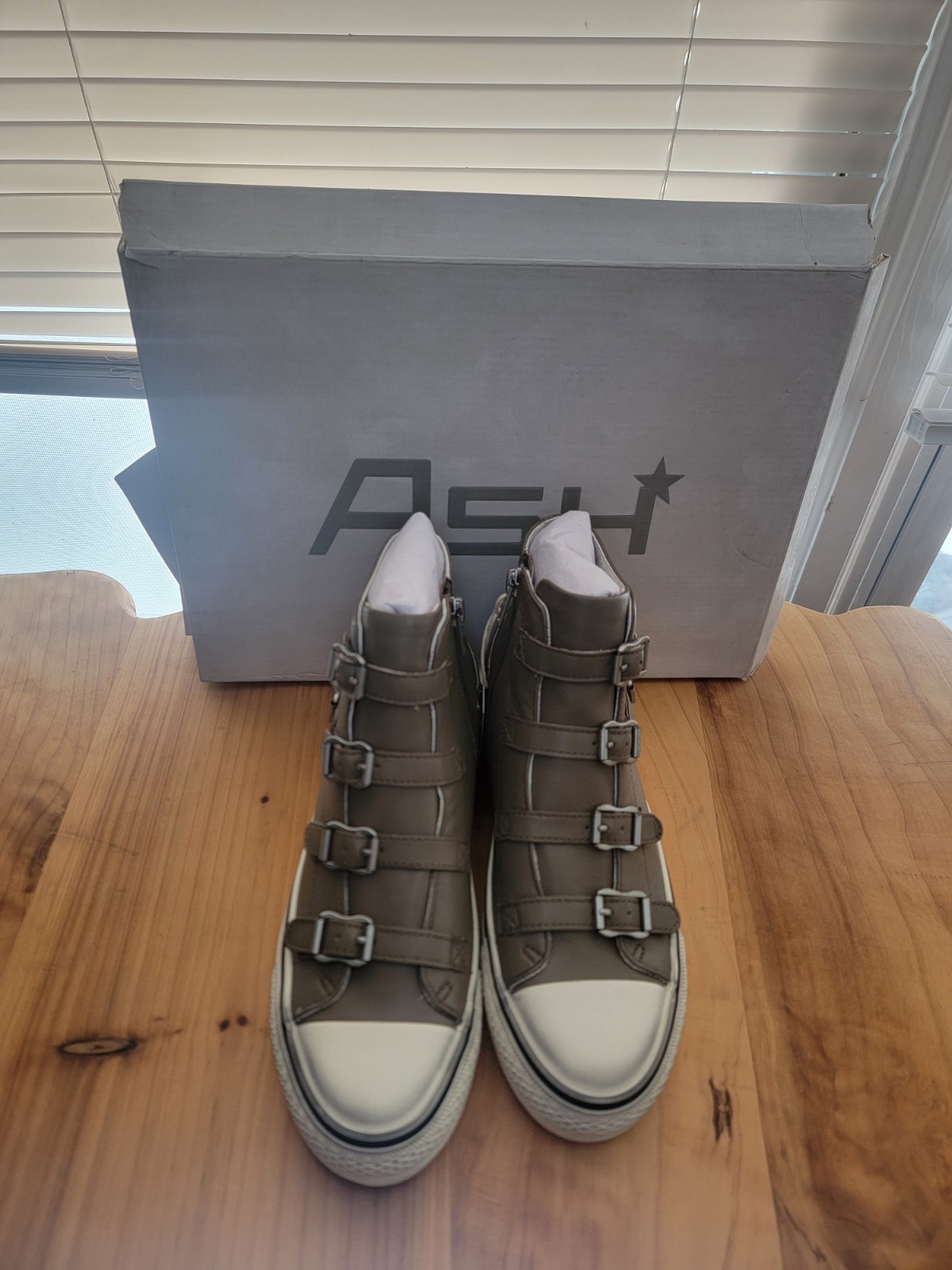 NEW ASH Virgin Topo Leather Women\'s High Top buckle Sneaker Shoes Kicks Sized36