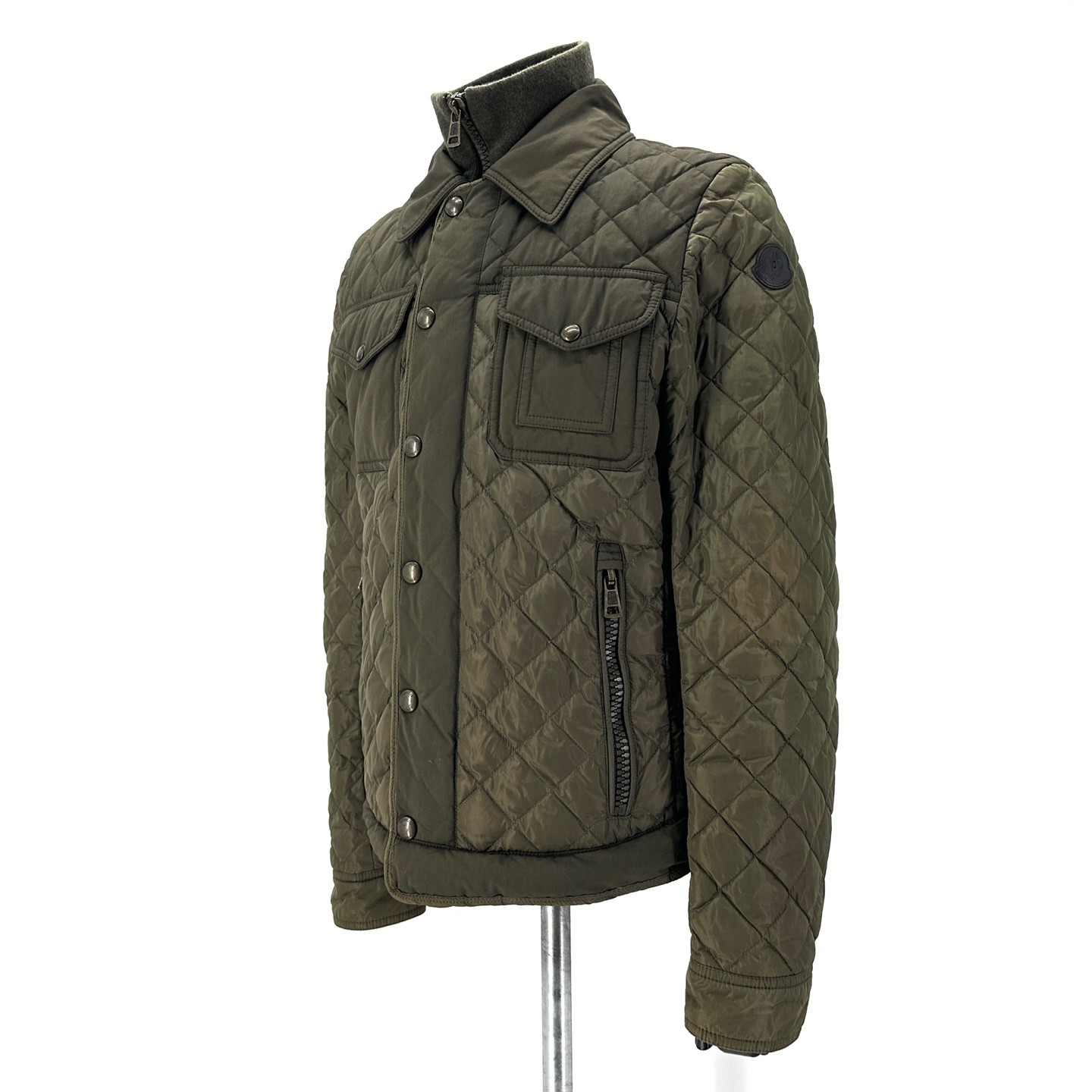 Moncler Quilted Jacket Khaki Nylon Size 3