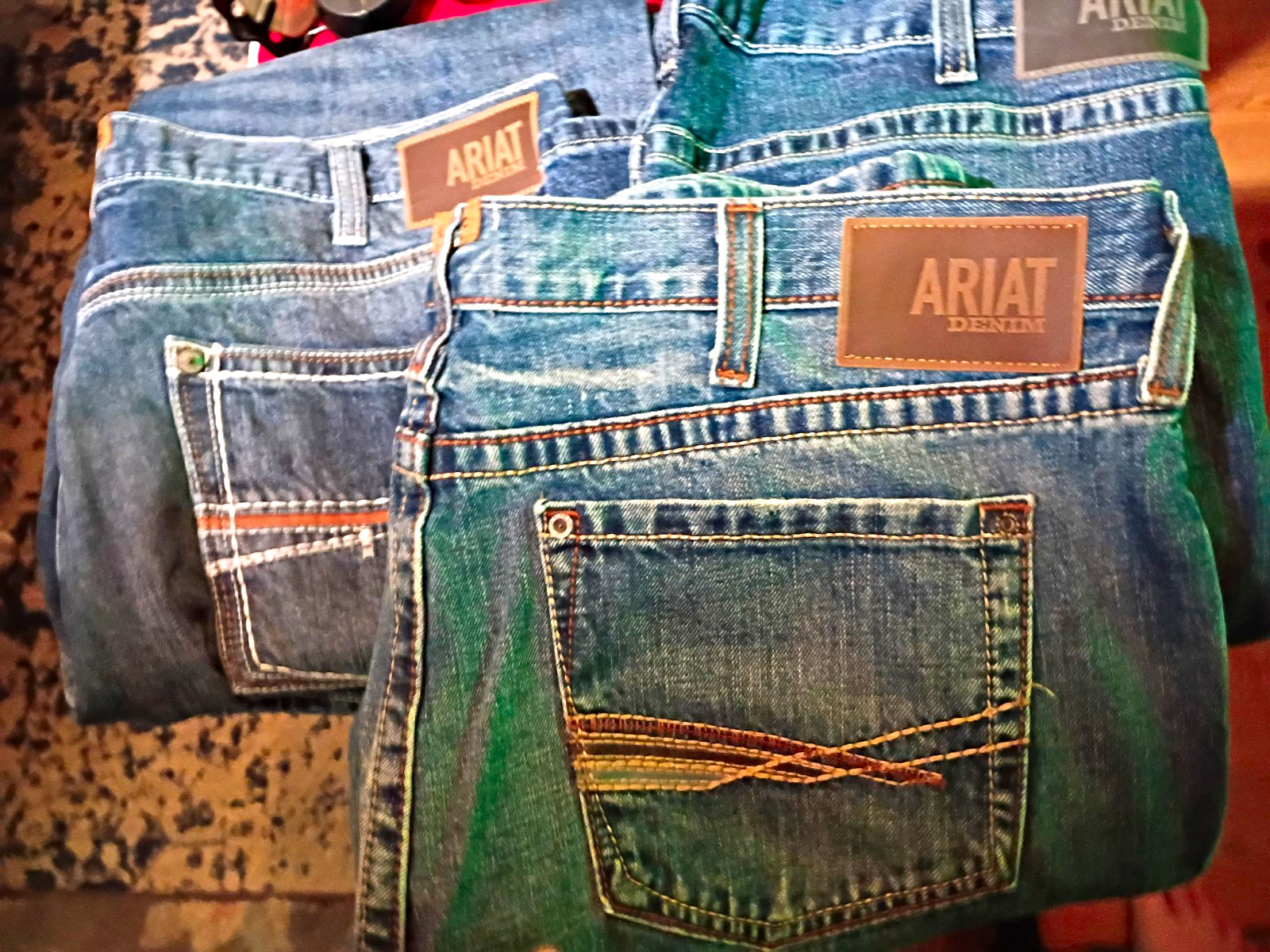 Ariat M4 Regular Fit Straight Leg Jeans Medium Wash Blue Denim 44W x 32L 3 Pairs