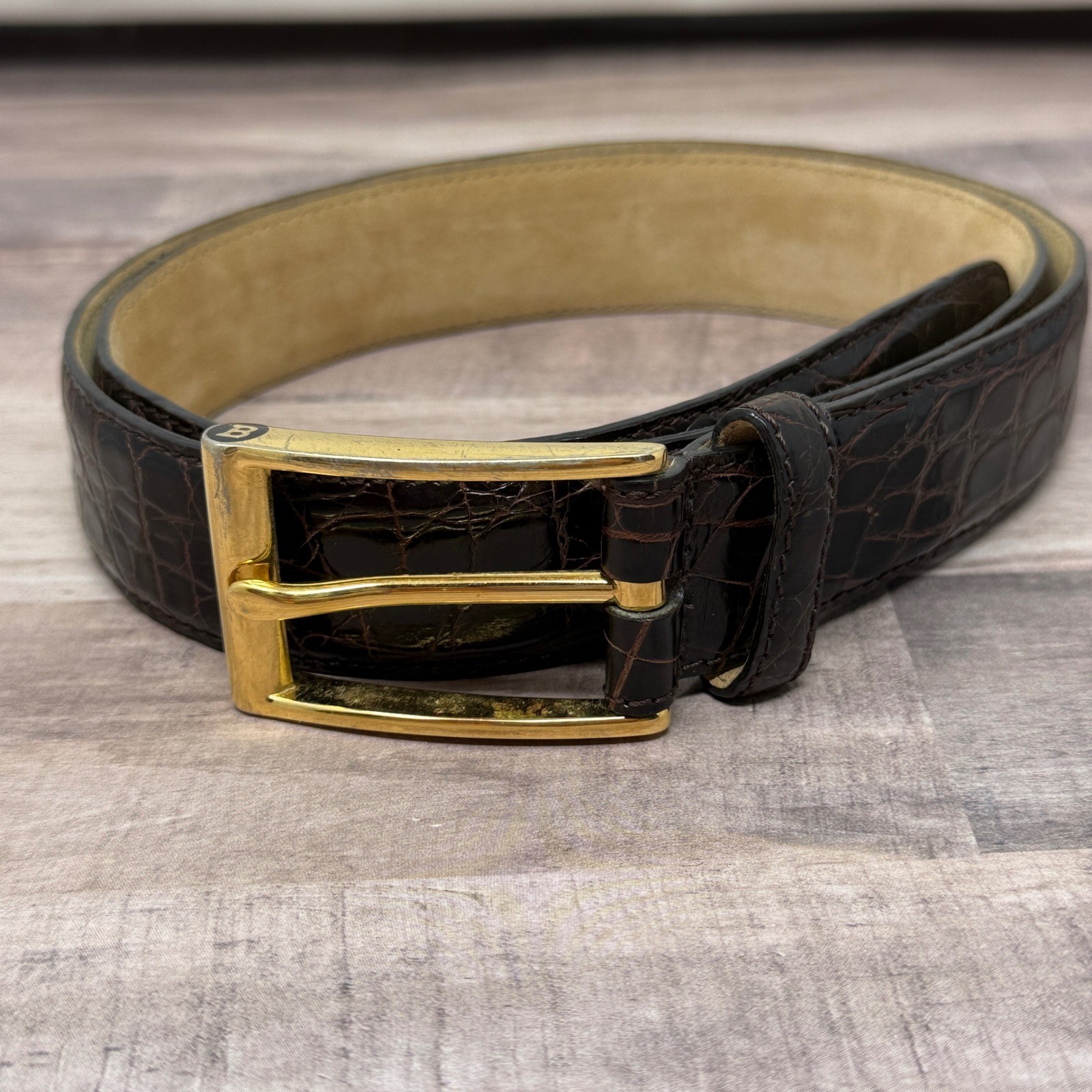 Bally Mens Crocodile Belt 34 Made in Italy Luxury Old Money Sophisticated Style