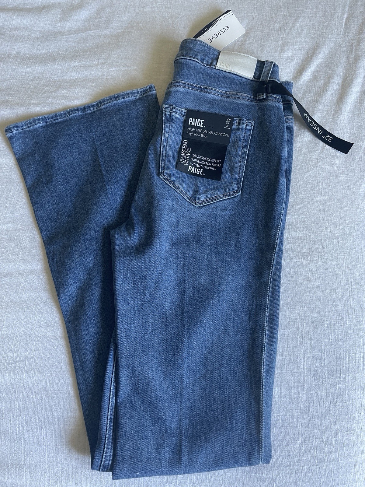 PAIGE LAUREL CANYON High Rise Bootcut Jeans, Size 27, 32” Inseam NWT