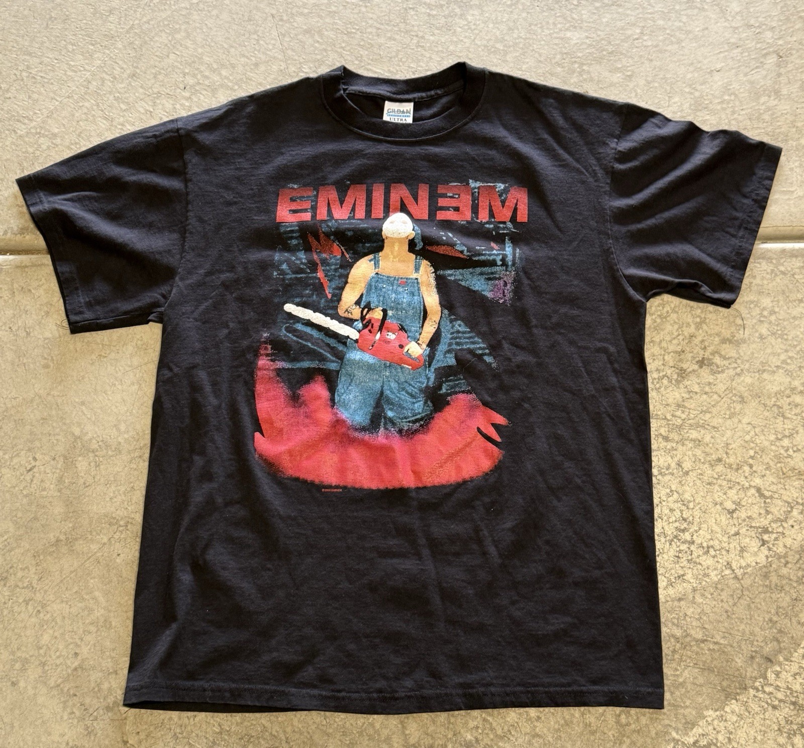 Vintage 2001 Eminem European Tour Lot Graphic Black Rap Tee Chainsaw XL Men’s