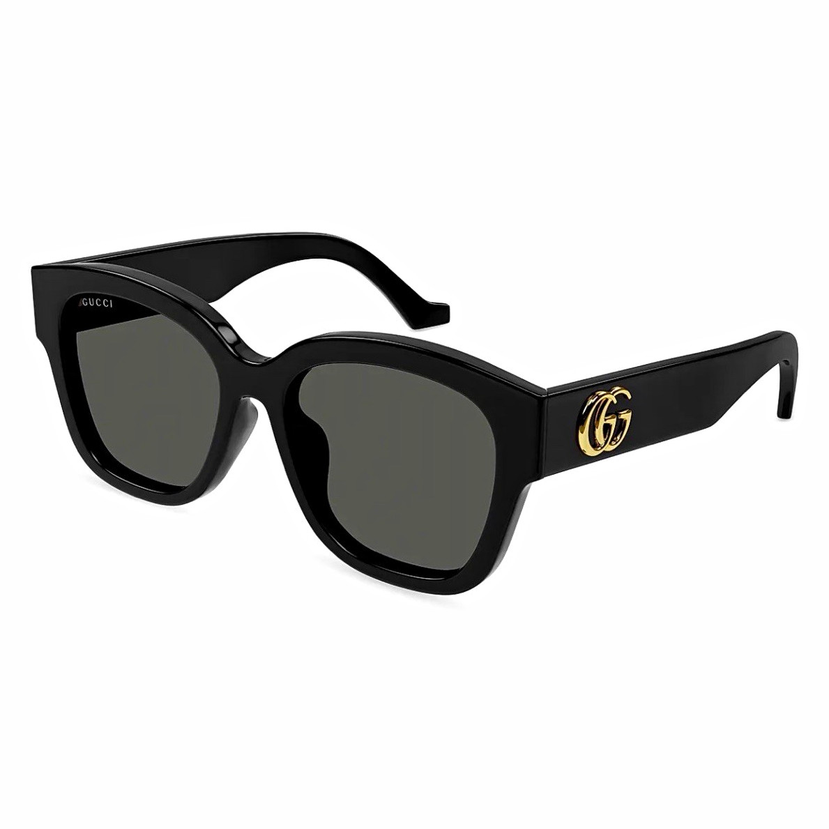 Gucci Women’s Square Sunglasses Black Plastic Frame Gray Lenses GG Logo GG0998S
