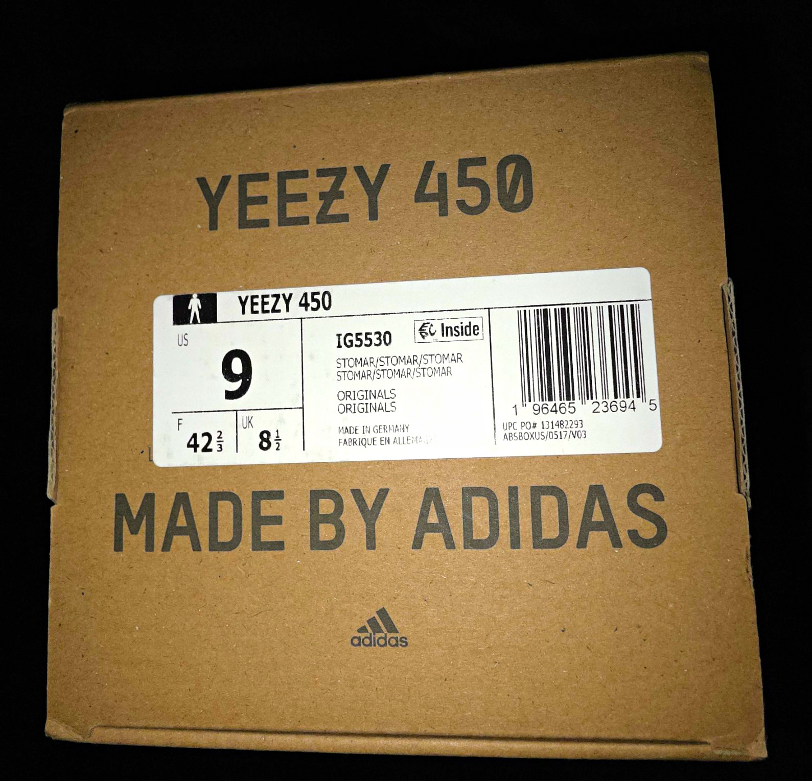 adidas Yeezy 450 Stone Marine Gray Low Top Men\'s US 9 Knit Sneakers IG5530