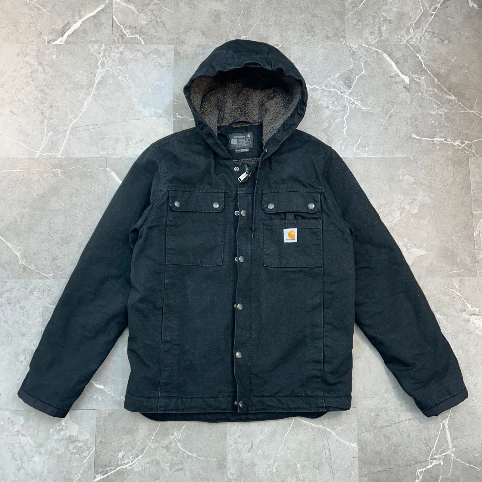 Carhartt Bartlett Jacket Mens Small Sherpa Lined Workwear Coat J3826 Black