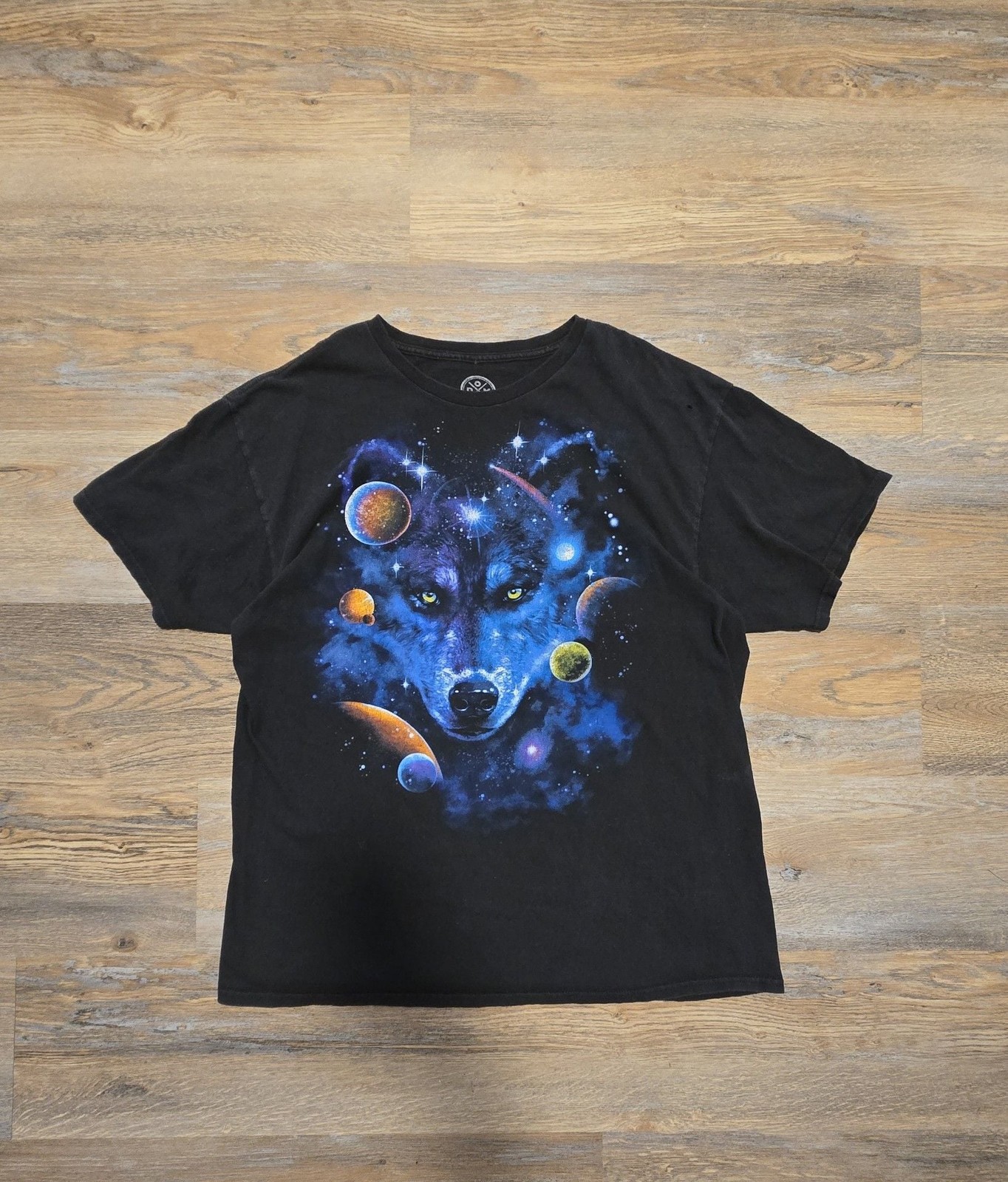 DOM Space Wolf Graphic T-Shirt Black Cotton