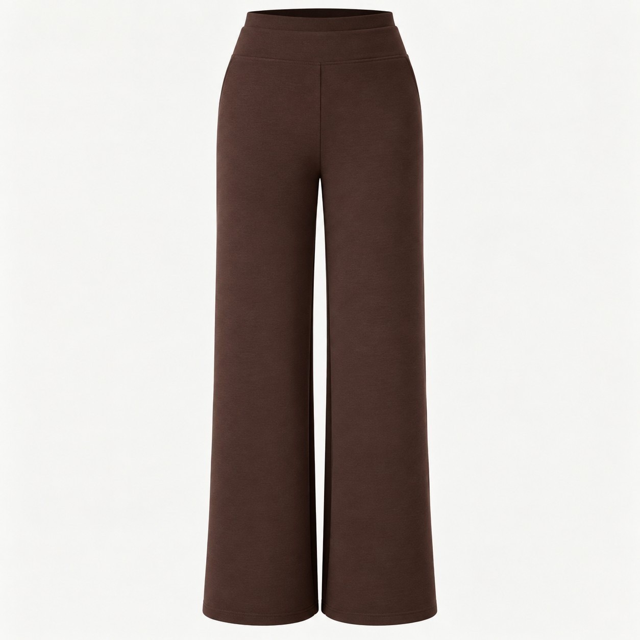 NEW OGL FuzzLuxe Double Waistband Straight Leg Pants Sz M Brown Modern Chic Cozy