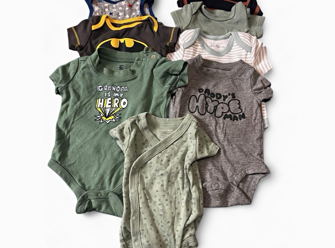 Simple Joys Newborn Baby Boy Cotton Bodysuit Lot Graphic Stripe Superhero