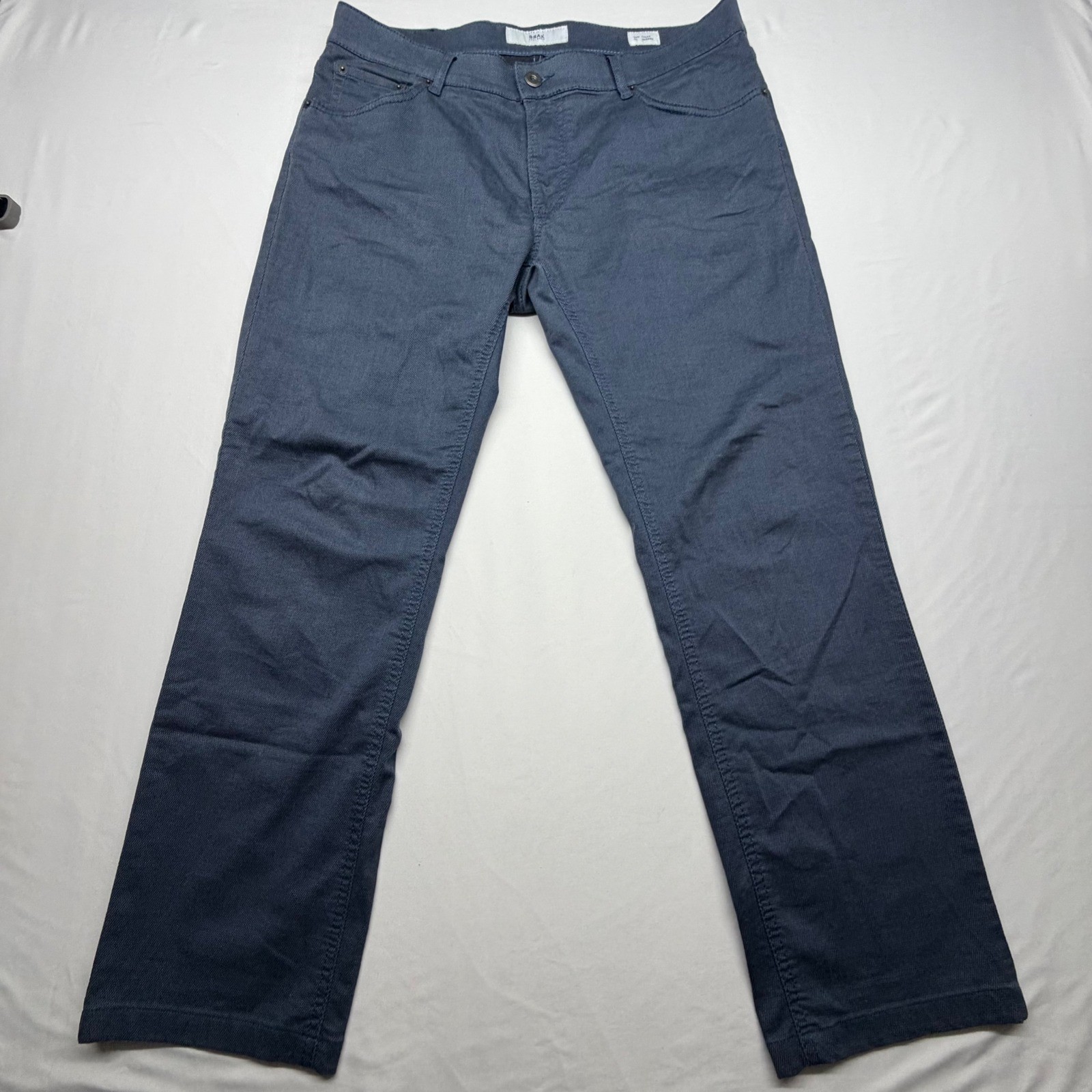 Brax Men Pants 35x34 Blue Style Chuck Modern Fit Hi-Flex Textured Chino Straight