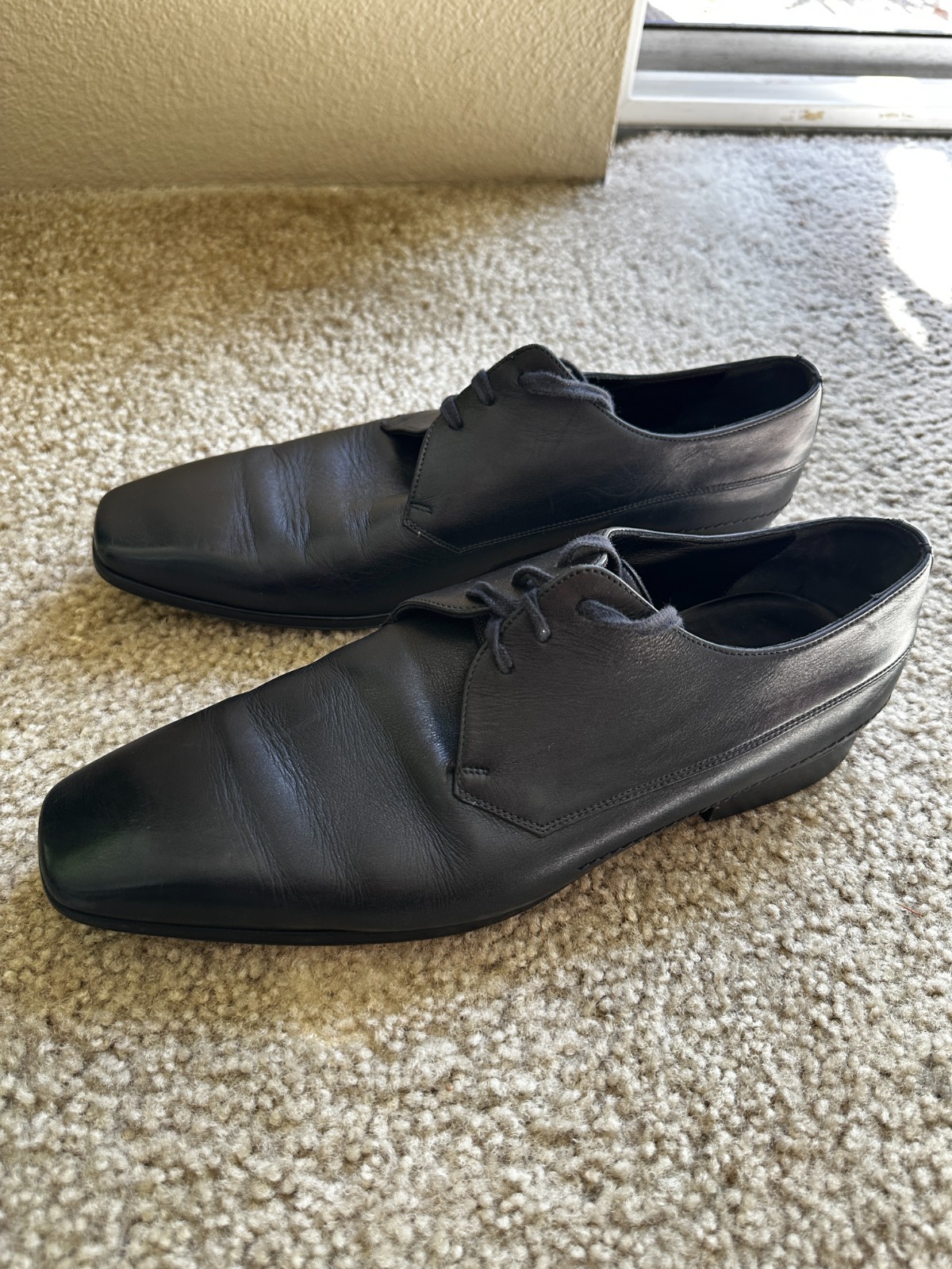 Vintage Dior Homme Hedi Slimane Leather Derby Shoes Black 7H BM EU 41.5 US 8.5