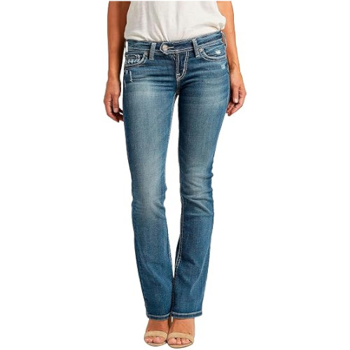 Silver Jeans Co. Women\'s Tuesday Jeans, Medium Wash, US 28W x 31L