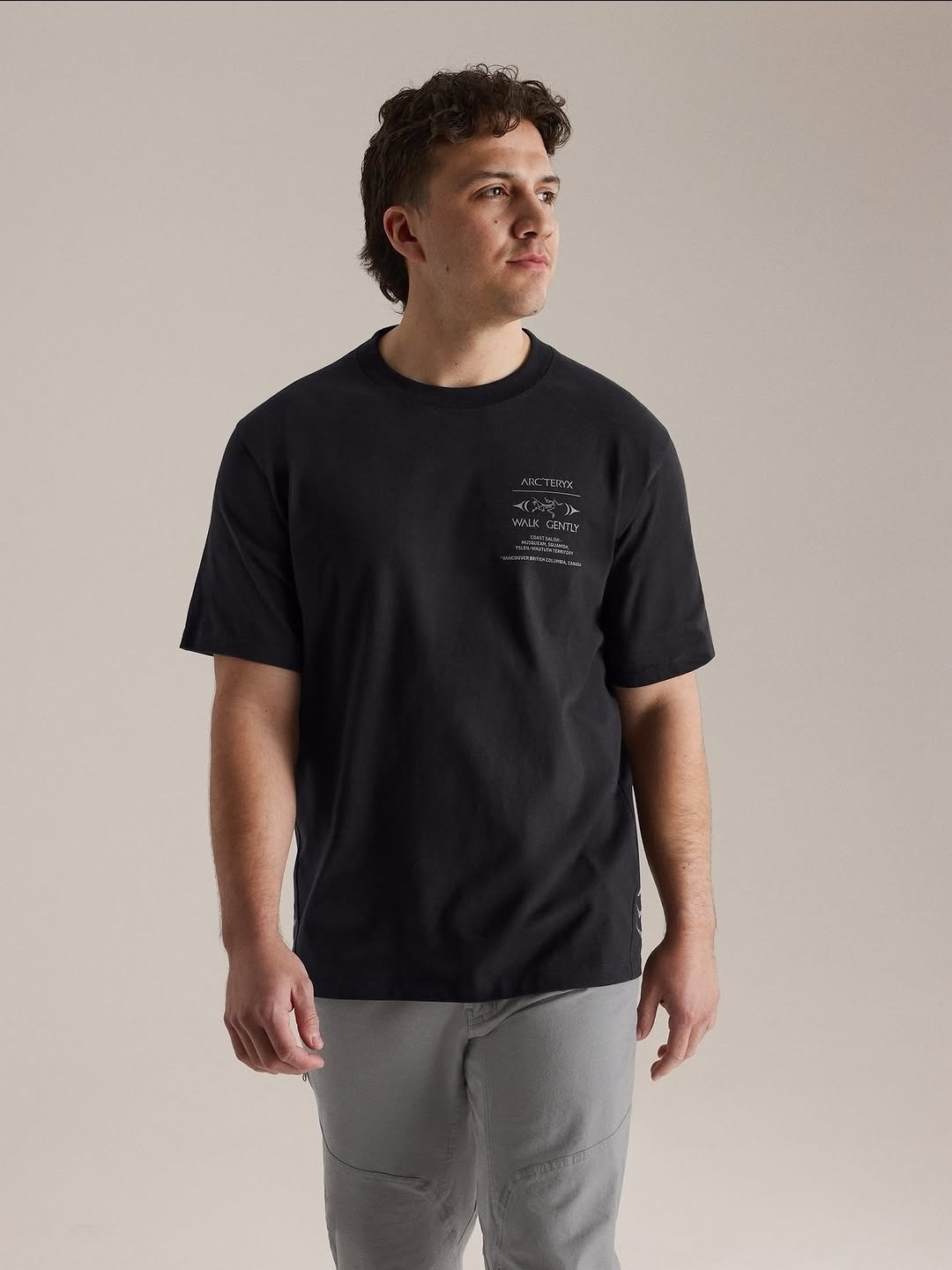 Arc’teryx Walk Gently Exclusive Salmon Skin Cotton T-Shirt Men’s Size M Black