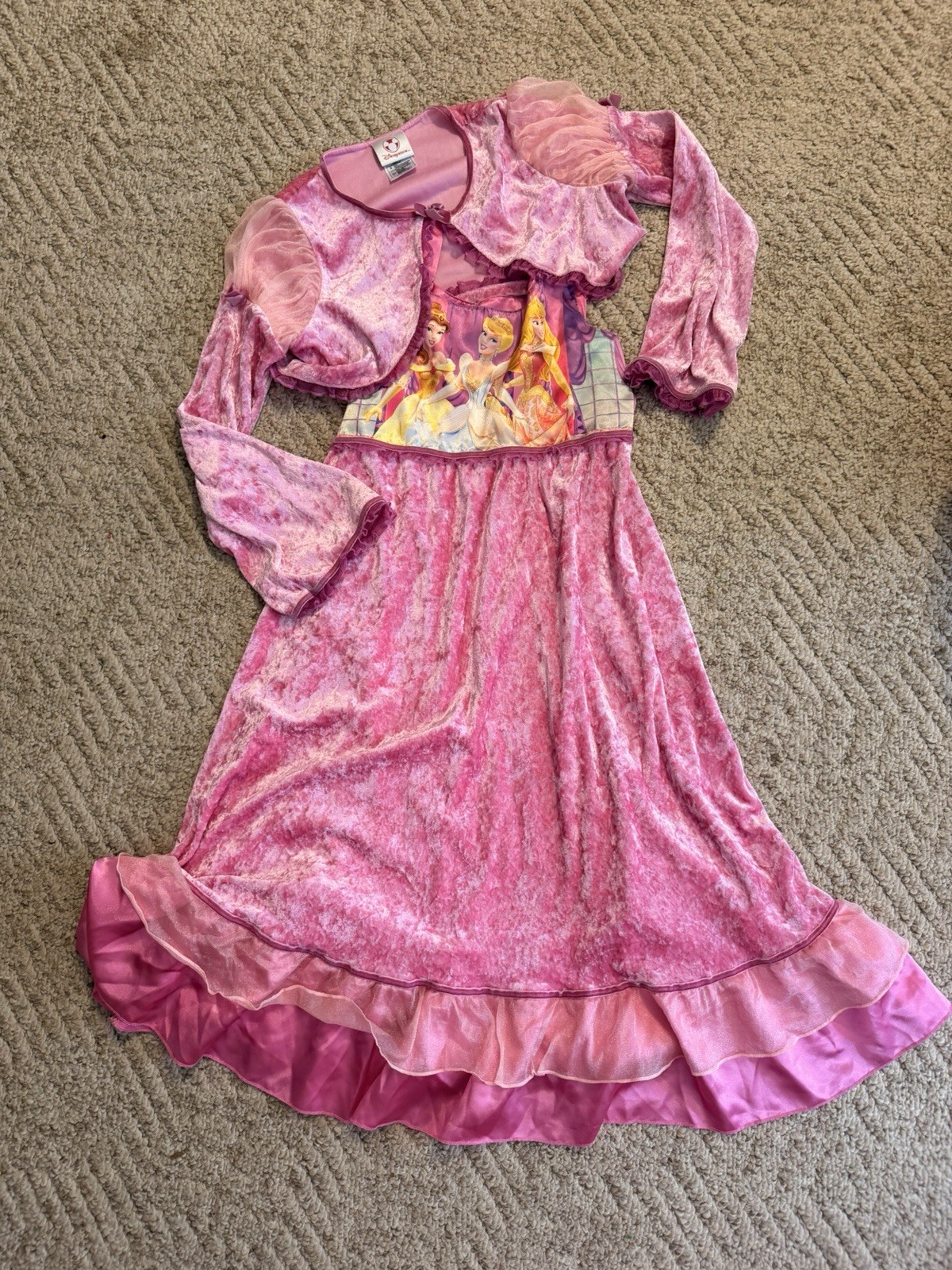 vintage y2k pink Disney Princess velour nightgown and matching shrug set c HTF