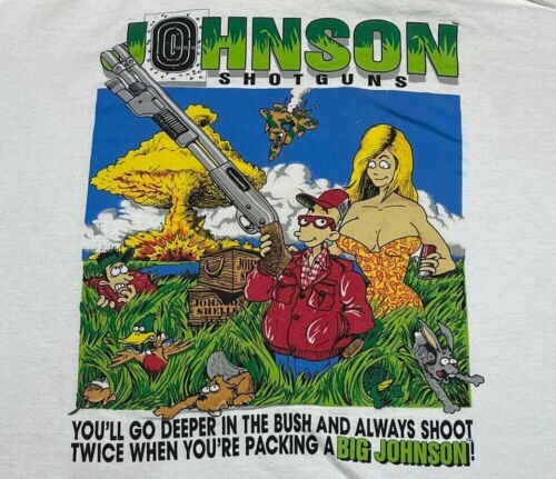 Big Johnson Shotguns Vintage 90s Funny Adult Humor Double Entendre T-Shirt
