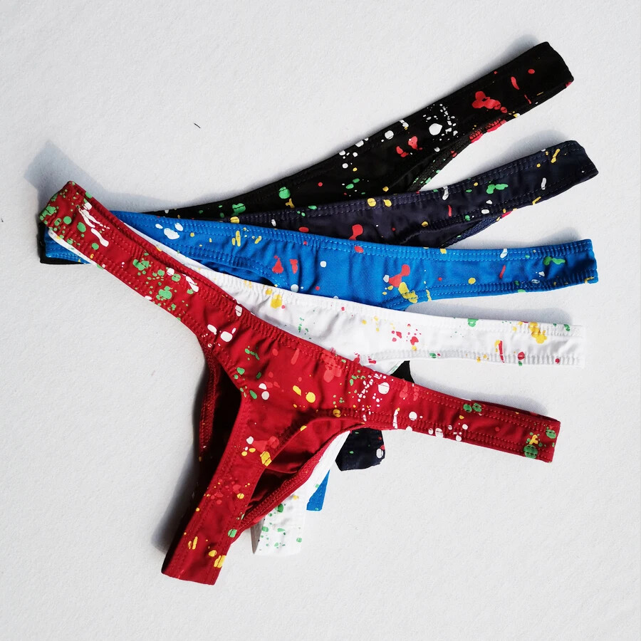 5PCS Mens Underwear Cotton Bikini G-string Thong Jocks Tanga Underpants T-back