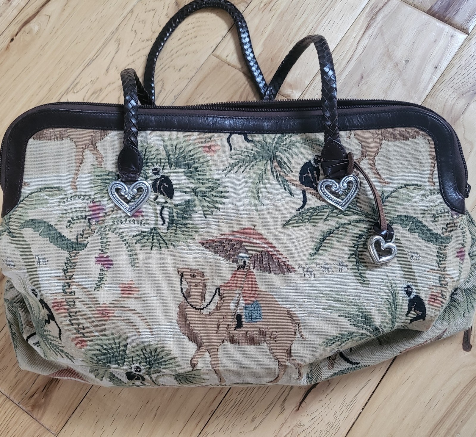 Rare Vintage Brighton Tapestry & Leather Bag/ Satchel Desert Oasis