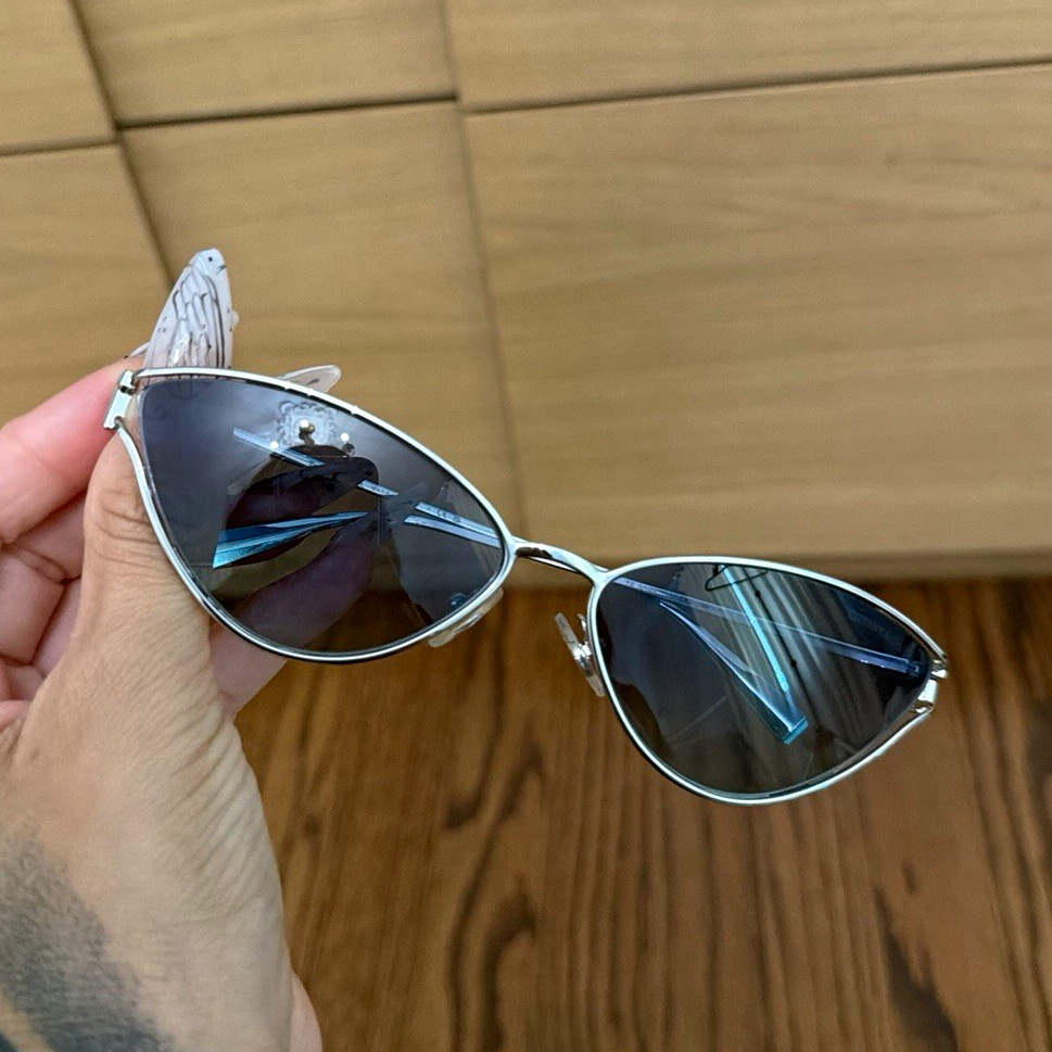 Tiffany & Co. Women’s Cat Eye Sunglasses Silver Metal Frame Gray Tinted Lens