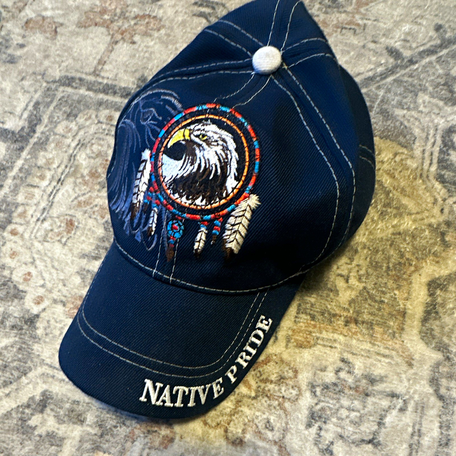S.HATS Native Pride Blue Adjustable 6-Panel Baseball Cap Eagle Graphic