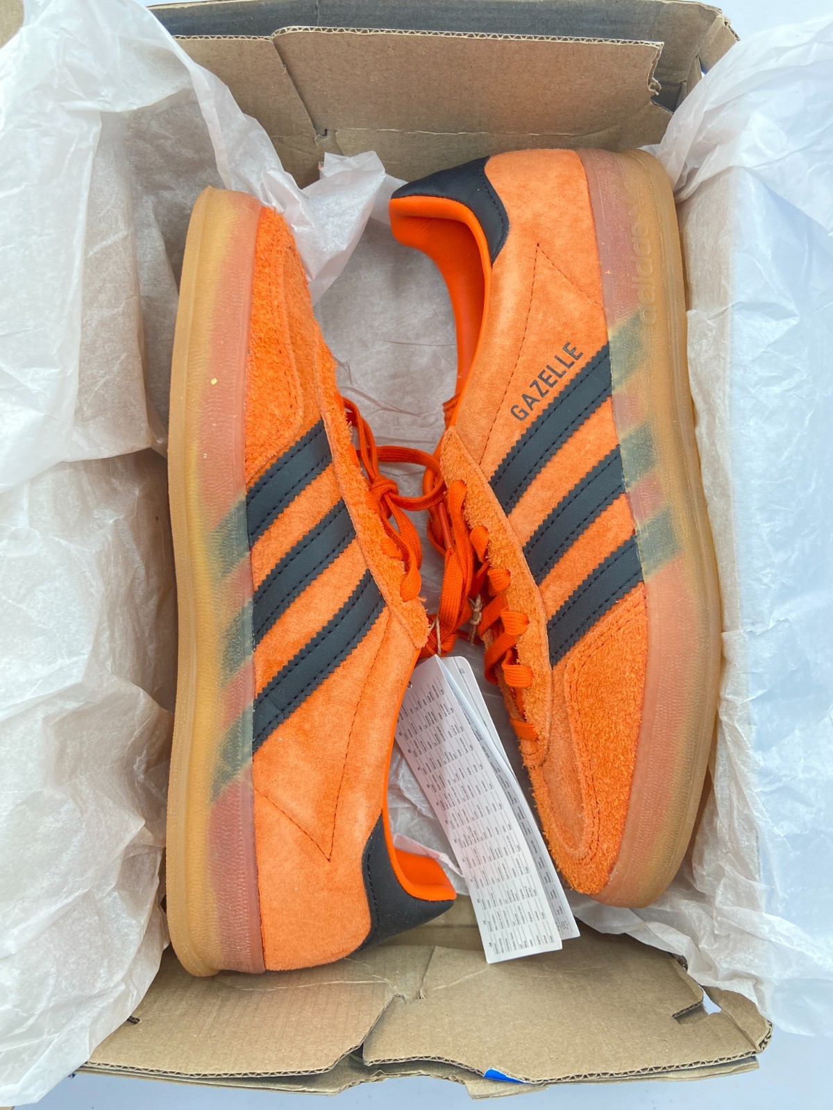 Adidas Gazelle Indoor Mens Shoe- Orange/Core-Black/Gum- Size 5.5- JI3905
