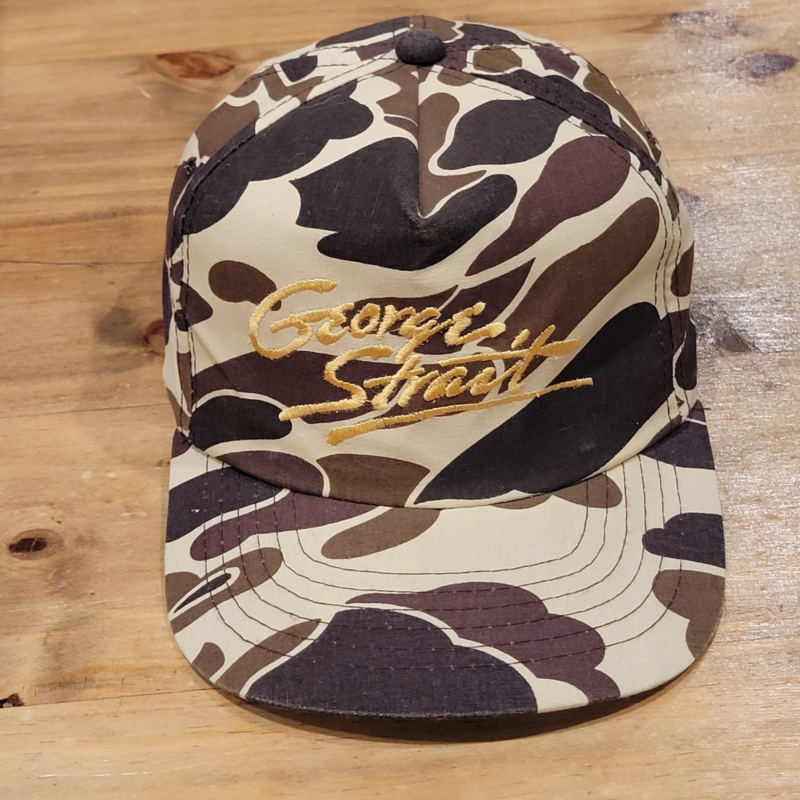 Vintage George Strait Hat Snapback Duck Camo Spell Out 80s 90s Country Music