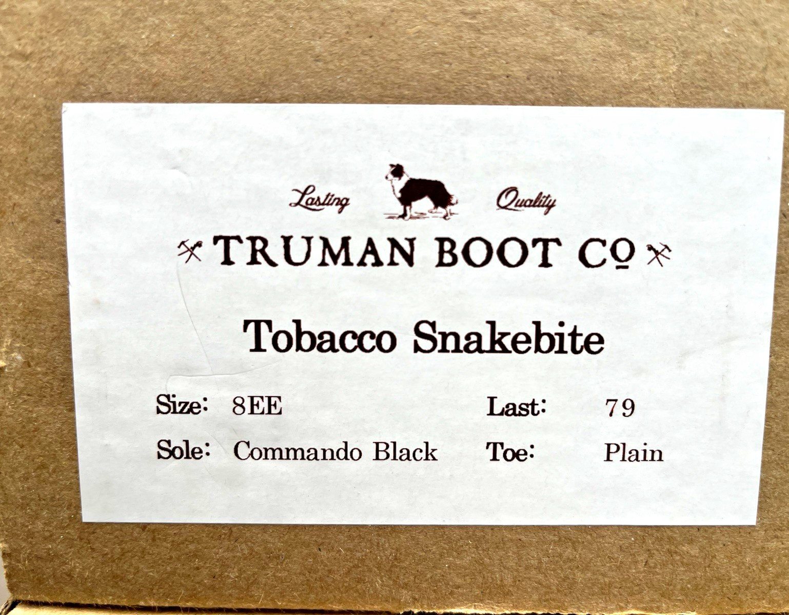 Truman Boot Co Tobacco Snakebite Leather Plain Toe 8EE 79 Last