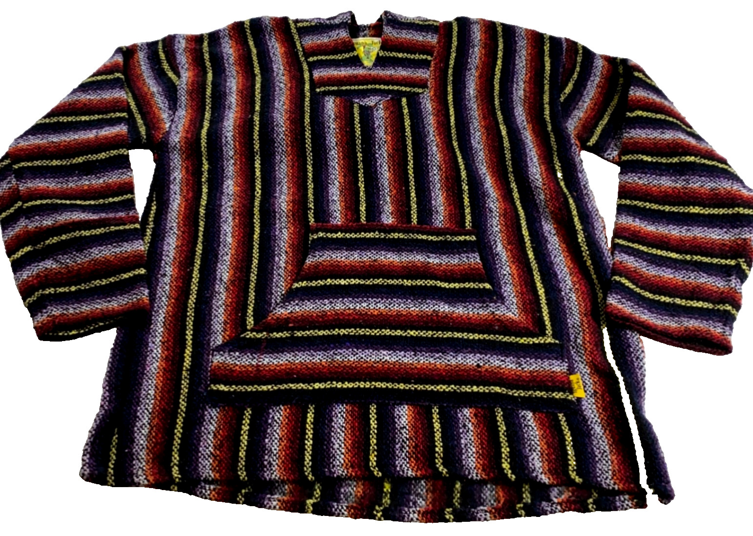 VTG Iguana Jack Baja Surfer Hoodie Sz 2XL Striped Poncho Mexico NWOT