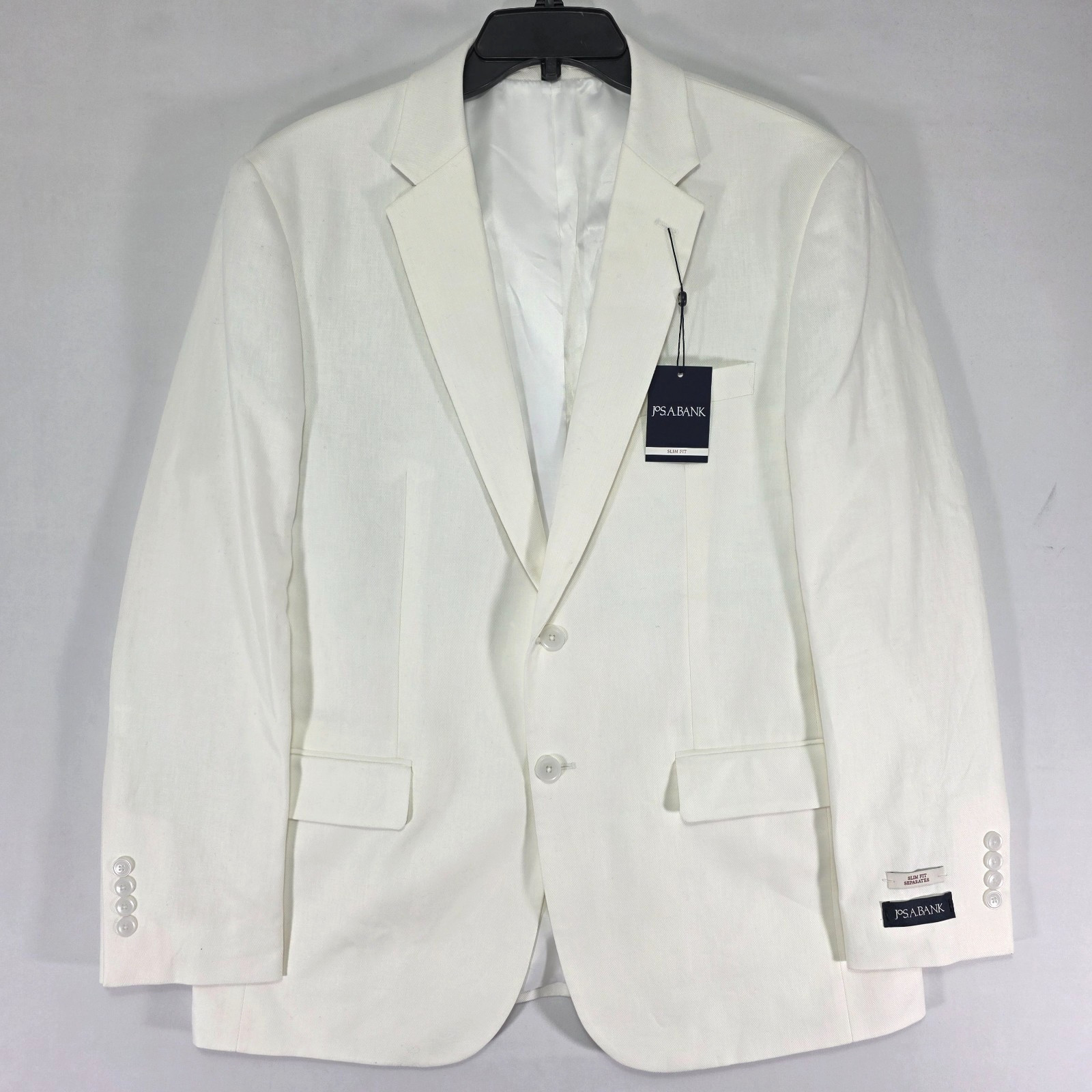 NEW - JOS A BANK Men\'s Suit Separate Jacket  White Linen Cotton Blend 42R SLIM
