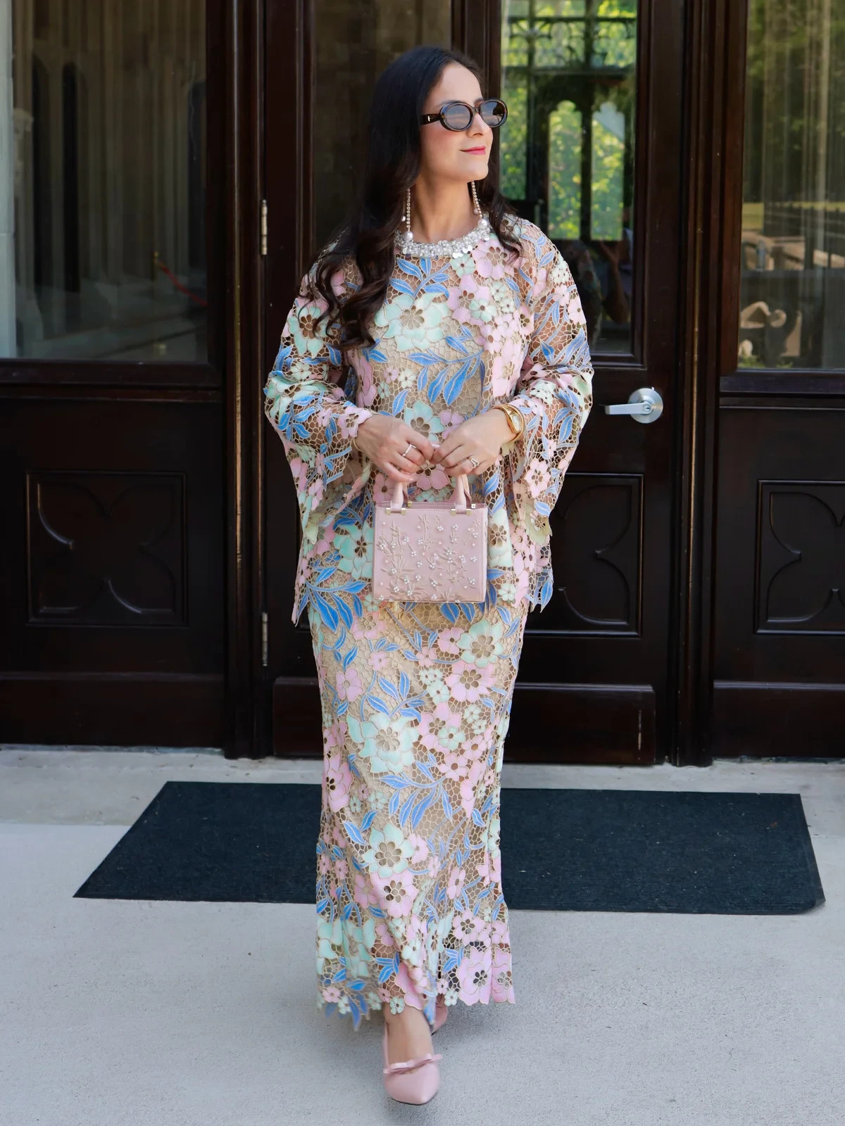 Custom Guipure Lace Floral Top and Skirt Set