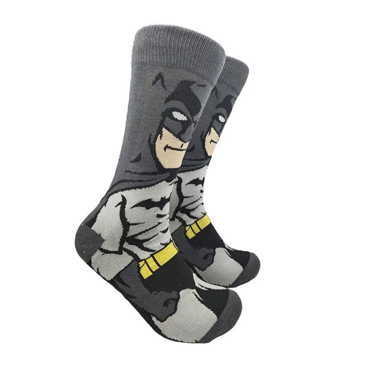 DC Comics Batman Novelty Crew Socks Grey Black Yellow Graphic Print