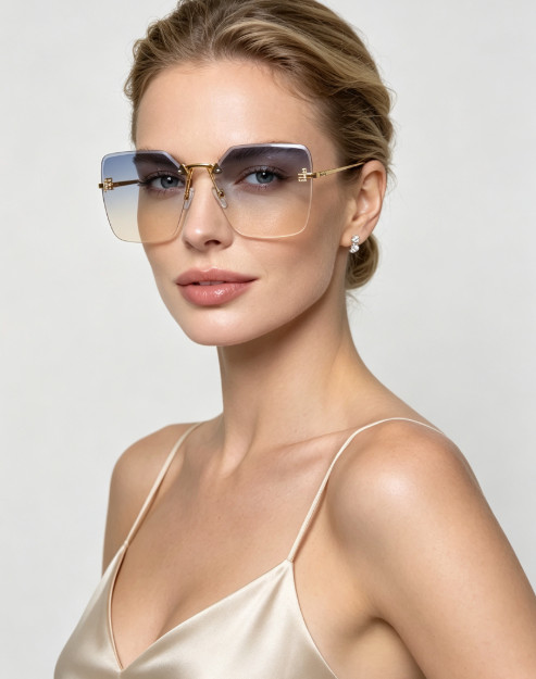FENDI FE4082U Rimless Gradient Sunglasses Model:FE4082U, Size:59-15-135