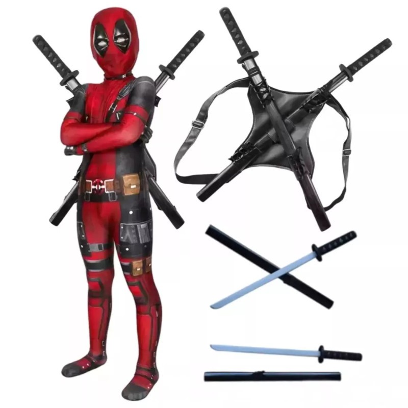 Deadpool Kids Cosplay Costume Superhero Jumpsuit Halloween Party Outfits US NEW
