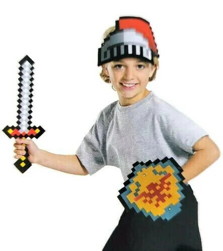 Knight Eva Set Halloween Costume 8-bit Gaming Accessory Like Minecraft 3 Pcs