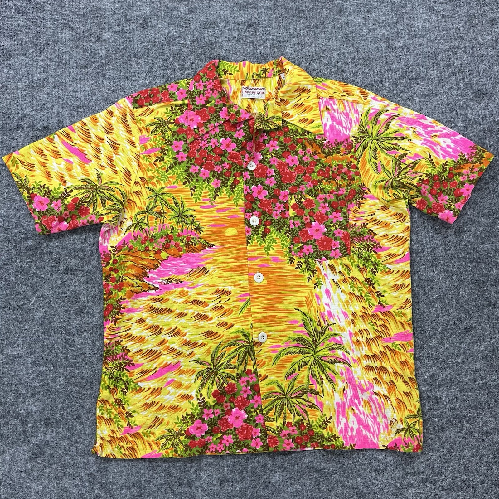 Vintage McGregor Hawaiian Shirt Mens Large Floral Beach Surf Camp Party