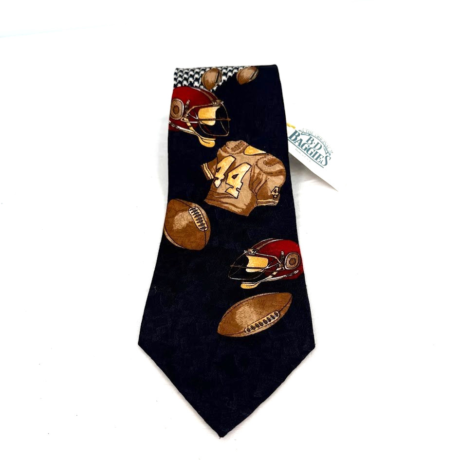 Vintage B.D. Baggies NWT Mens Football Silk Tie Houndstooth Made USA