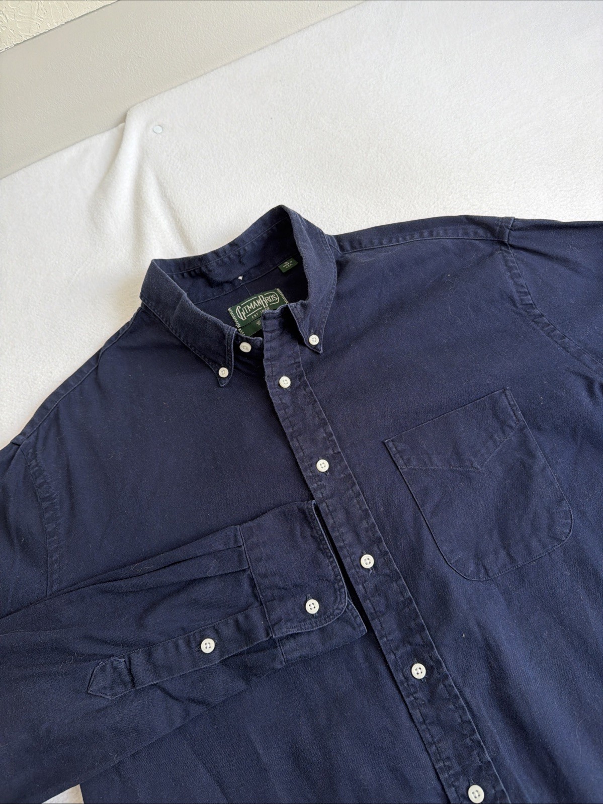 Gitman Bros Vintage Overdyed Navy Oxford Button-Down Shirt USA XL