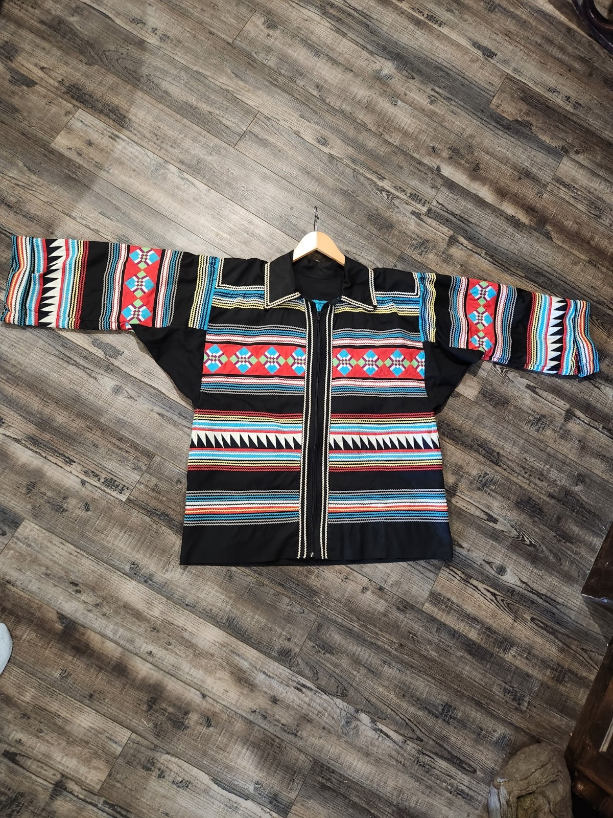RARE Vintage Handmade Seminole Native American Patchwork Jacket w/ Ric Rac - S