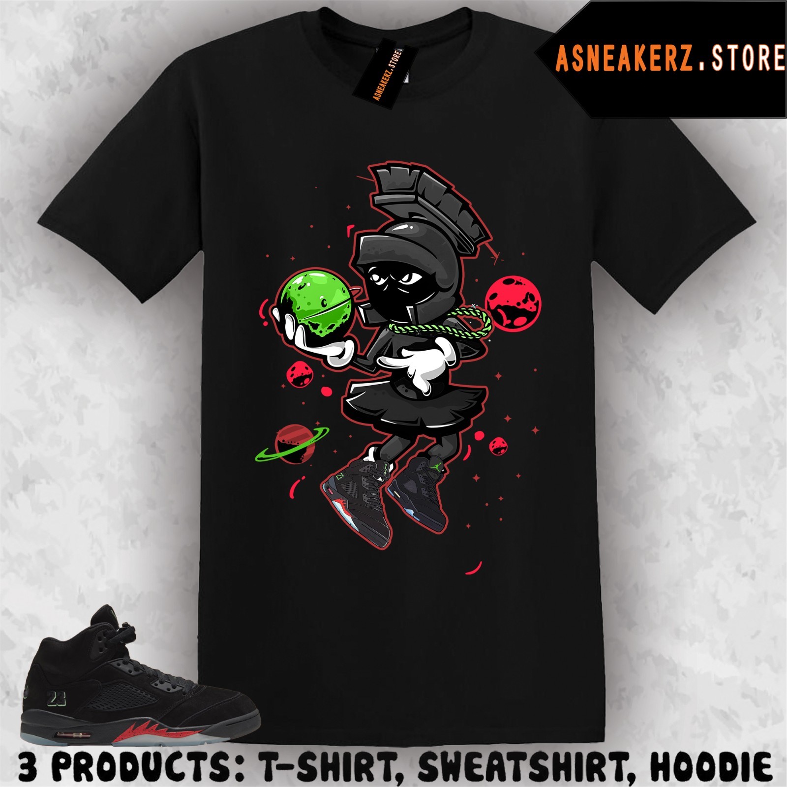 Tee Shirt Matching AJ 5 Retro Halloween To Match Sneaker Sneakerhead Martian