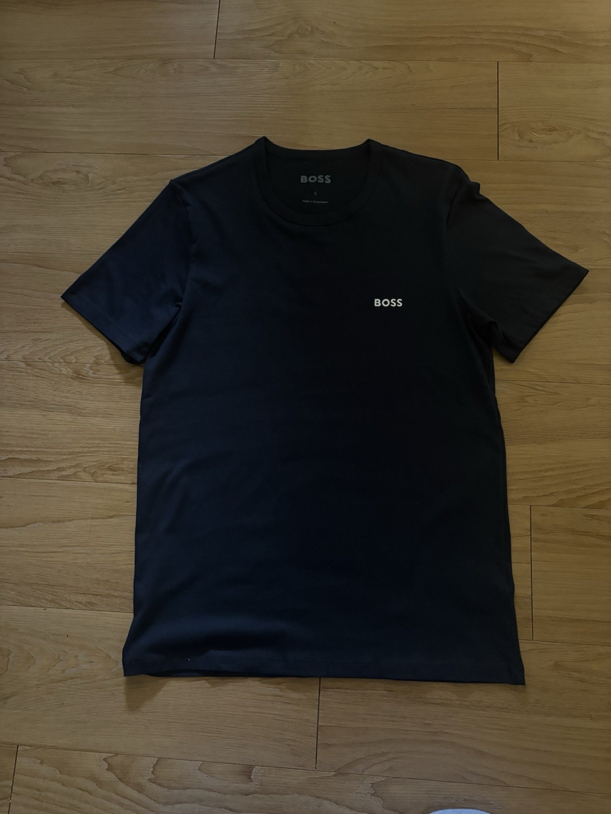 BOSS Men\'s Black Solid Crew Neck Short Sleeve Logo T-Shirt Size S