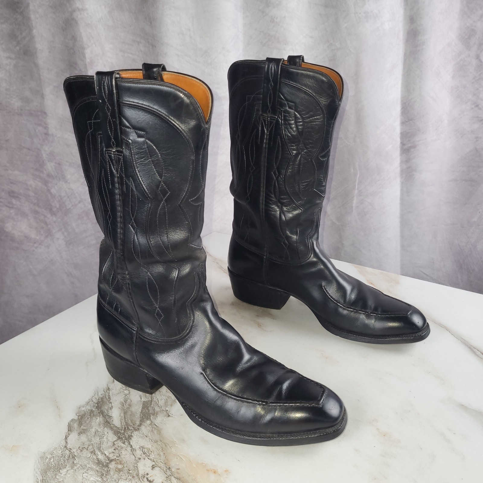 Rare Vintage Lucchese Classics Black Size 9 D Mens Western Cowboy Boots