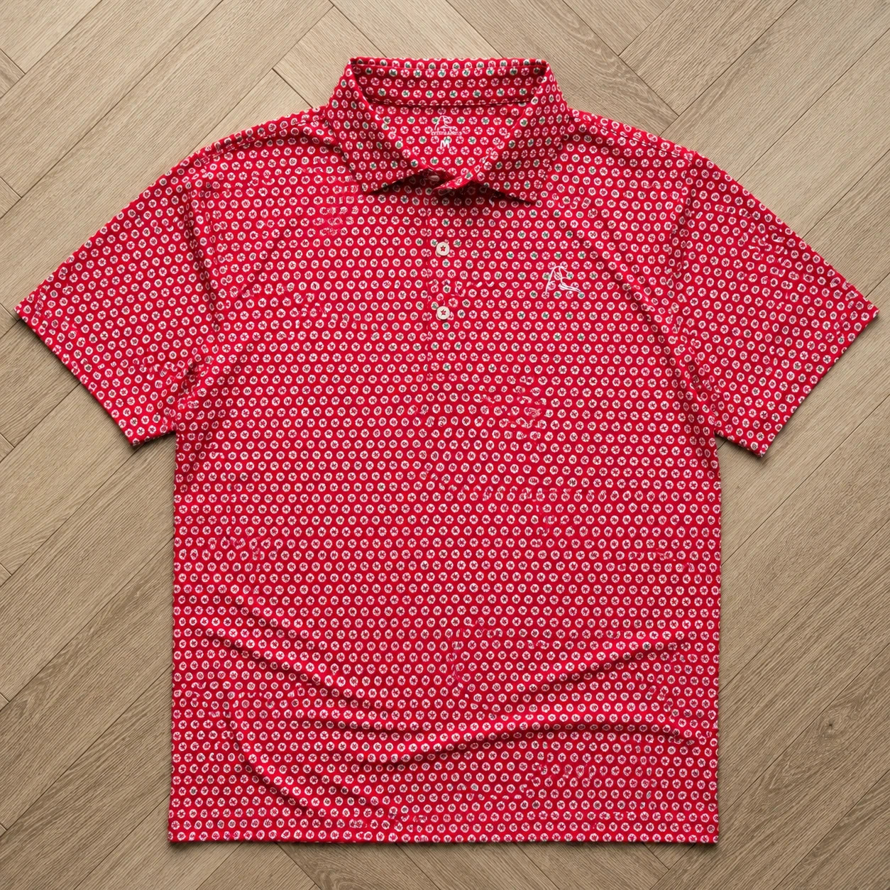🔥Rhoback Men\'s Ohio State Polo L-Red Stretch Moisture Wicking Gameday Shirt L