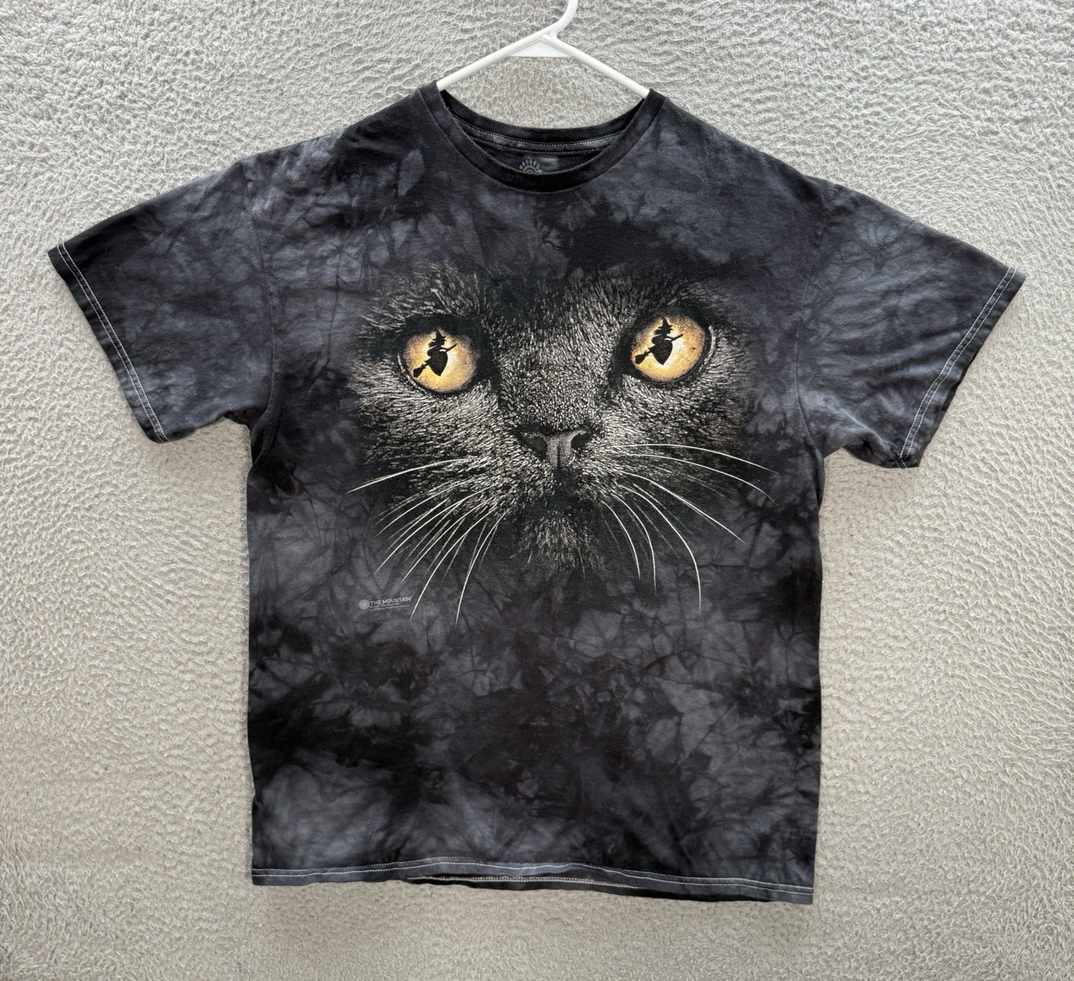 Vintage The Mountain Shirt Adult Large Black Tie Dye Black Cat Halloween Y2K